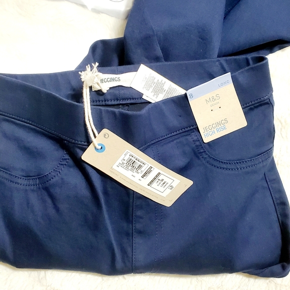 M&S COLLECTION Women's Elasticized High-waisted Eco-dyed Jeggings sz 8 Long - Picture 8 of 9